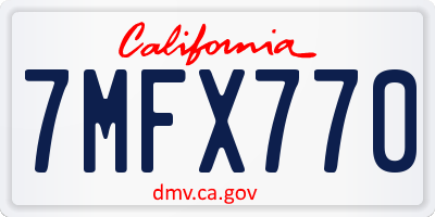 CA license plate 7MFX770