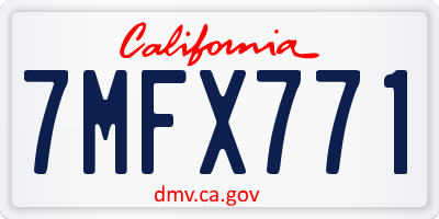 CA license plate 7MFX771