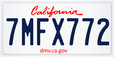 CA license plate 7MFX772