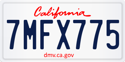 CA license plate 7MFX775