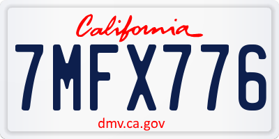 CA license plate 7MFX776