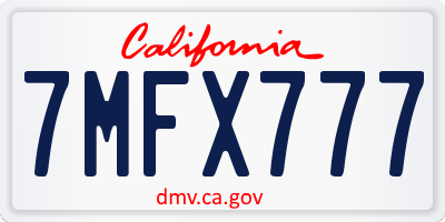 CA license plate 7MFX777