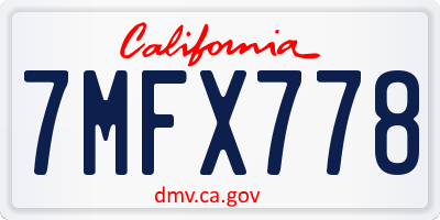 CA license plate 7MFX778