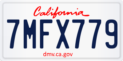 CA license plate 7MFX779