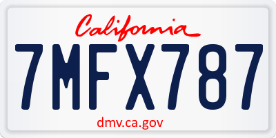 CA license plate 7MFX787