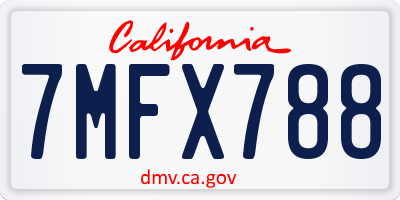 CA license plate 7MFX788