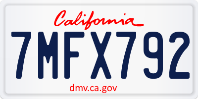 CA license plate 7MFX792