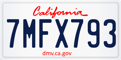 CA license plate 7MFX793