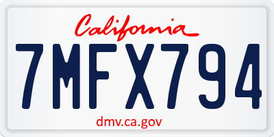 CA license plate 7MFX794