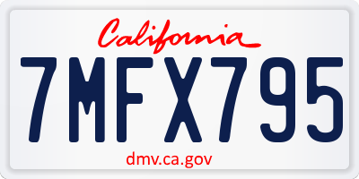 CA license plate 7MFX795