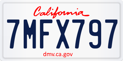 CA license plate 7MFX797