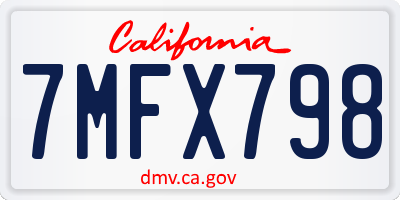 CA license plate 7MFX798