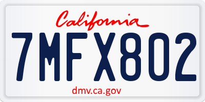 CA license plate 7MFX802