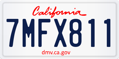 CA license plate 7MFX811