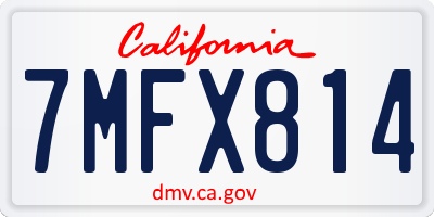 CA license plate 7MFX814