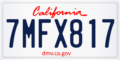 CA license plate 7MFX817