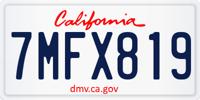 CA license plate 7MFX819