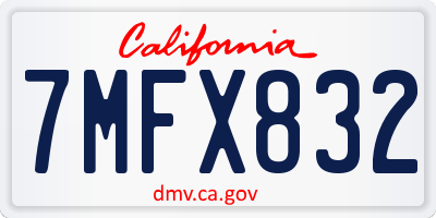 CA license plate 7MFX832