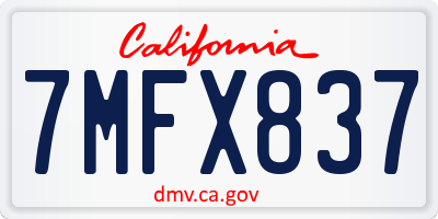 CA license plate 7MFX837