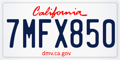 CA license plate 7MFX850