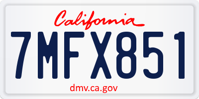 CA license plate 7MFX851