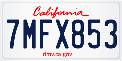 CA license plate 7MFX853