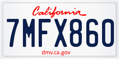 CA license plate 7MFX860