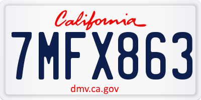 CA license plate 7MFX863
