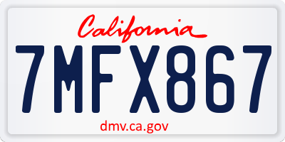 CA license plate 7MFX867