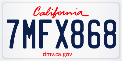 CA license plate 7MFX868