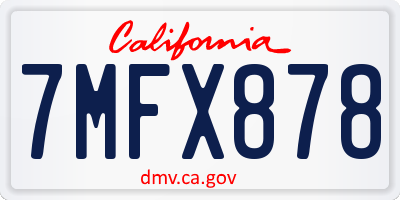 CA license plate 7MFX878