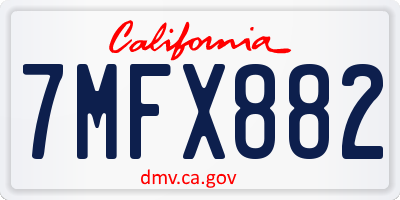 CA license plate 7MFX882