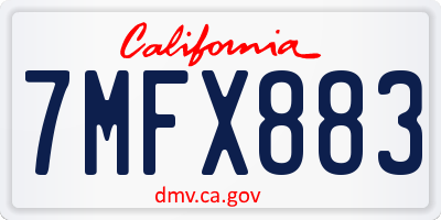 CA license plate 7MFX883