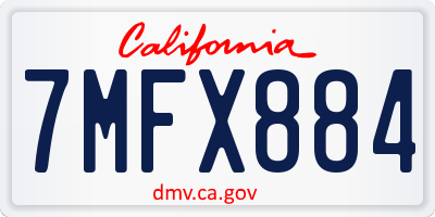 CA license plate 7MFX884