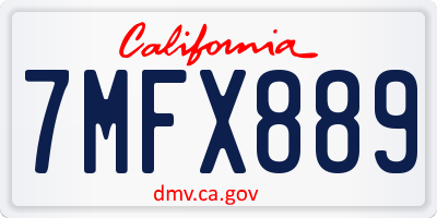 CA license plate 7MFX889