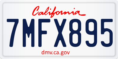 CA license plate 7MFX895