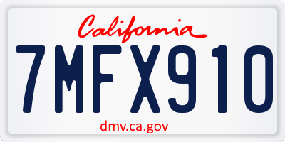 CA license plate 7MFX910