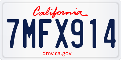 CA license plate 7MFX914