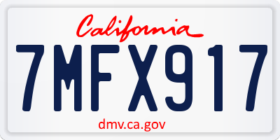 CA license plate 7MFX917