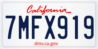 CA license plate 7MFX919