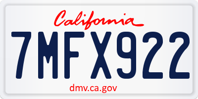 CA license plate 7MFX922