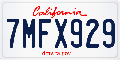 CA license plate 7MFX929