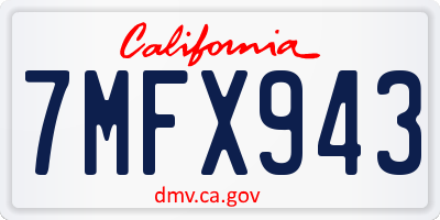 CA license plate 7MFX943