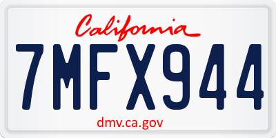 CA license plate 7MFX944