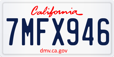 CA license plate 7MFX946