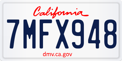 CA license plate 7MFX948
