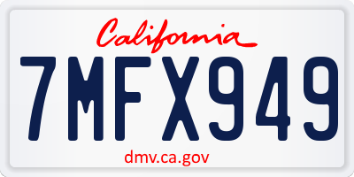 CA license plate 7MFX949