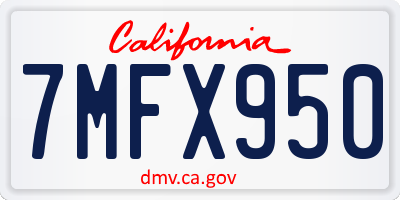 CA license plate 7MFX950