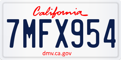 CA license plate 7MFX954