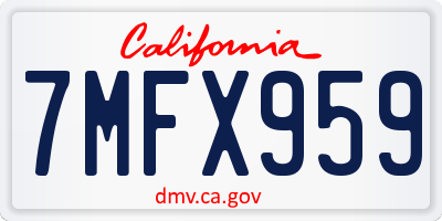 CA license plate 7MFX959